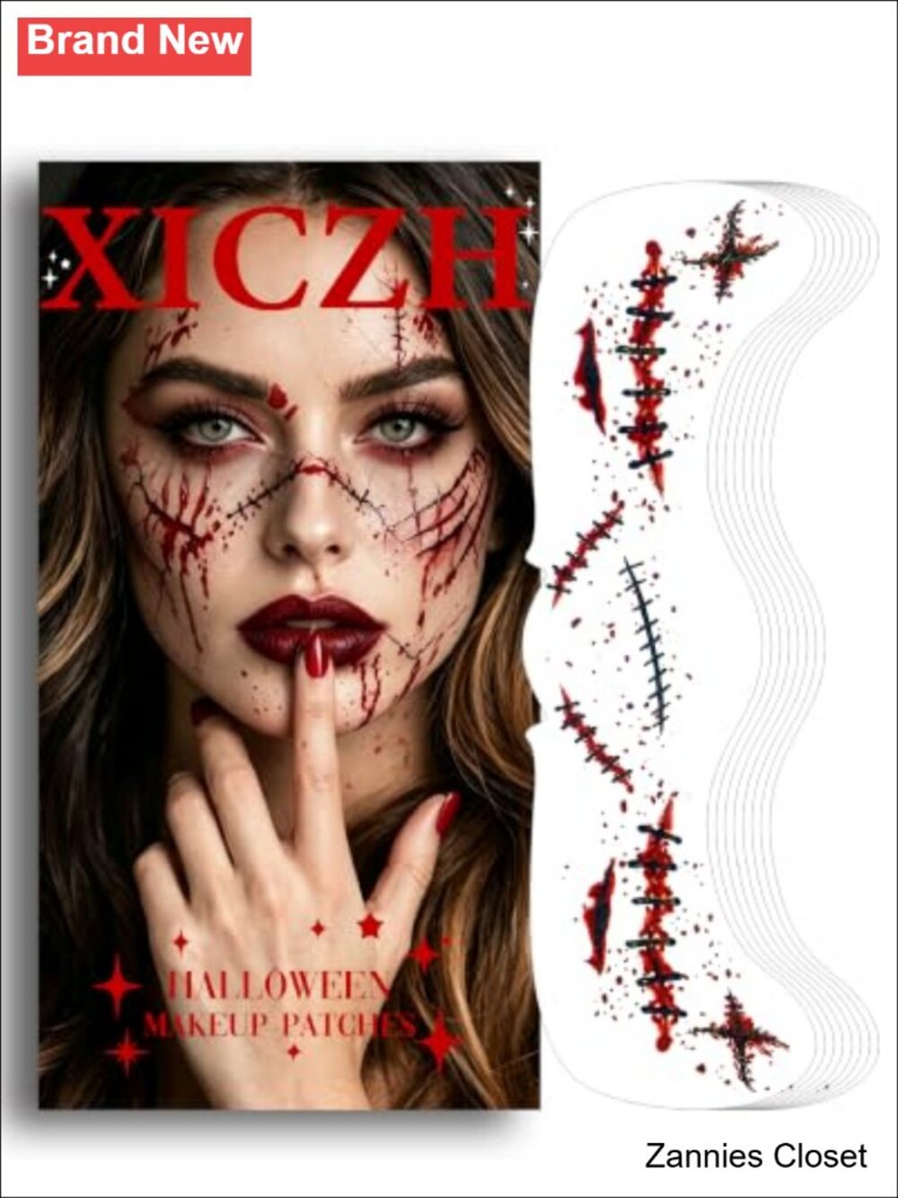 👻 Halloween Glow in the Dark Face Tattoos SFX Stitch Glitter Scars Water
